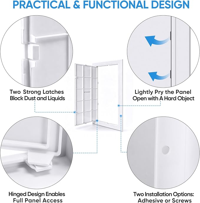 TICONN Access Panel for Drywall, 8 x 16 Inch ABS Plastic Wall Hole Cover Access - Image 3