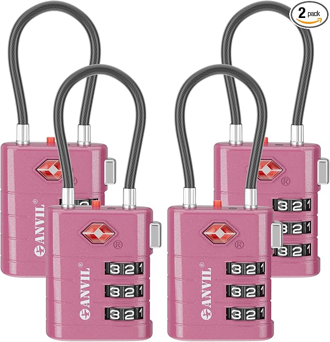 ANVIL TSA Approved Luggage Locks – High Security TSA008 Combination Travel Locks by ANVIL