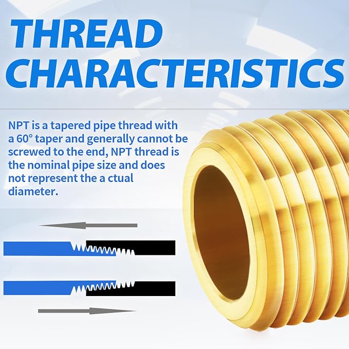 ChillWaves Brass Pipe Fitting, Long Nipple Pipe 1/8" NPT Male x 1/8" NPT Female - Image 6