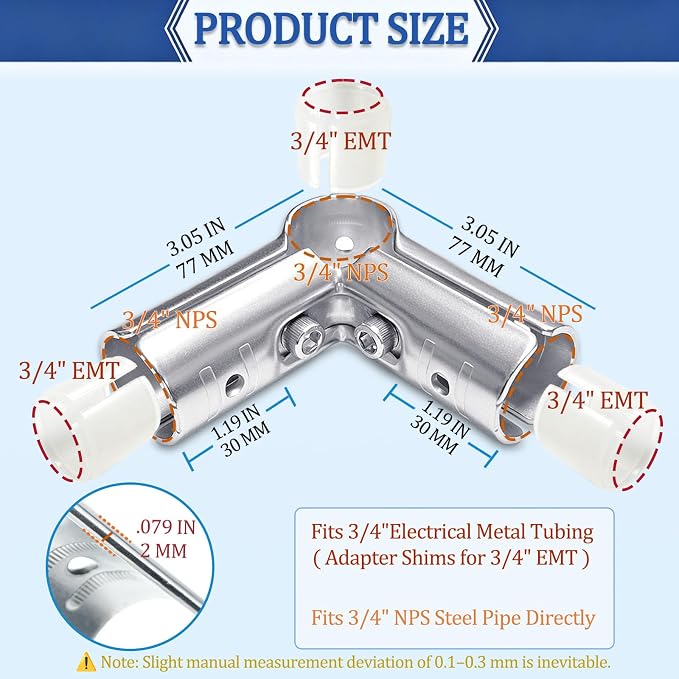 10 Sets 90 Degree T Pipe Connector, Heavy Duty Carbon Steel Tee Clamp, Tight Fit - Image 2