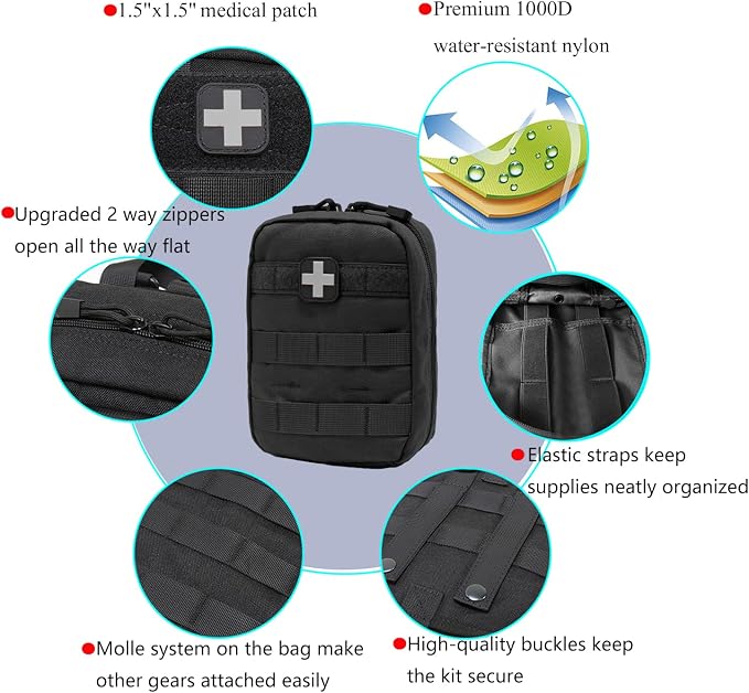 Carlebben EMT Pouch MOLLE Ifak Pouch Tactical MOLLE Medical First Aid Kit - Image 6