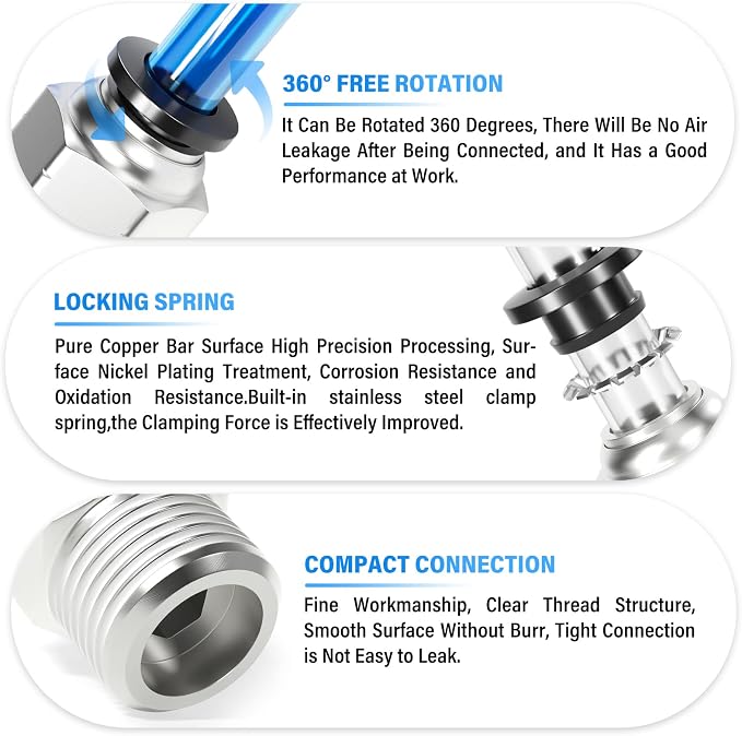 TAILONZ PNEUMATIC Male Straight 8mm Tube OD x 3/8 Inch NPT Thread Push to - Image 3