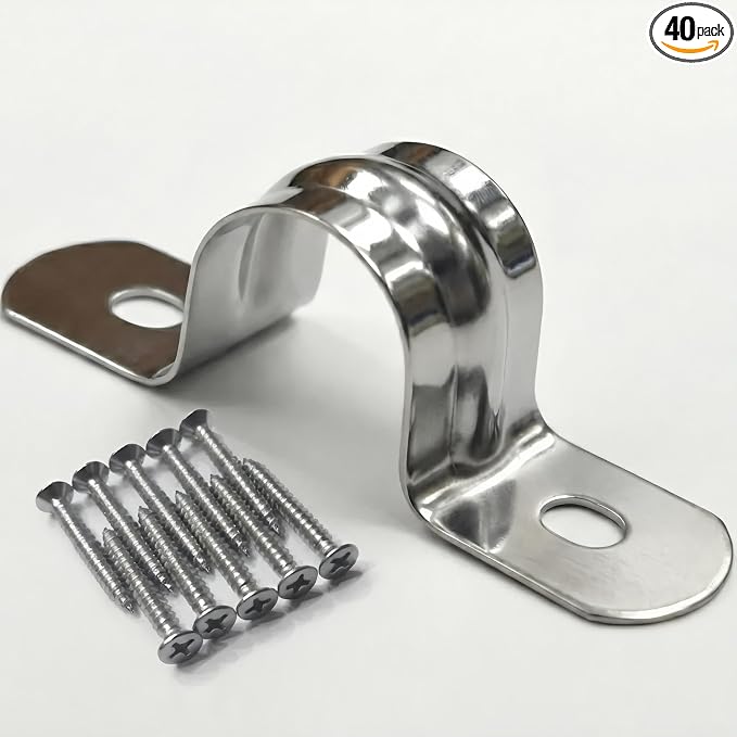 40PCS 1/2 inch Stainless Steel Conduit Clamps, Includes 20 Matching Screws | 2 by Unknown