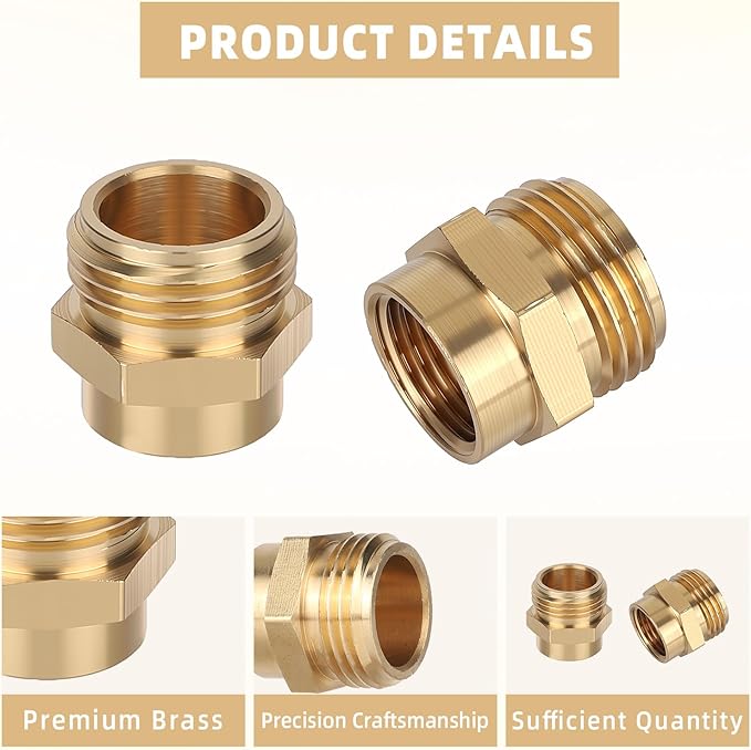 3pcs Garden Hose Adapter, 1/2" NPT Female to 3/4" GHT Male Hose Connector | - Image 4