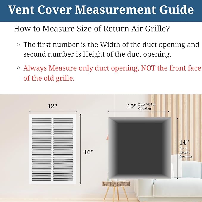 10 x 14 Inch Return Air Vent Cover, Solid Steel HVAC Grille - Image 2