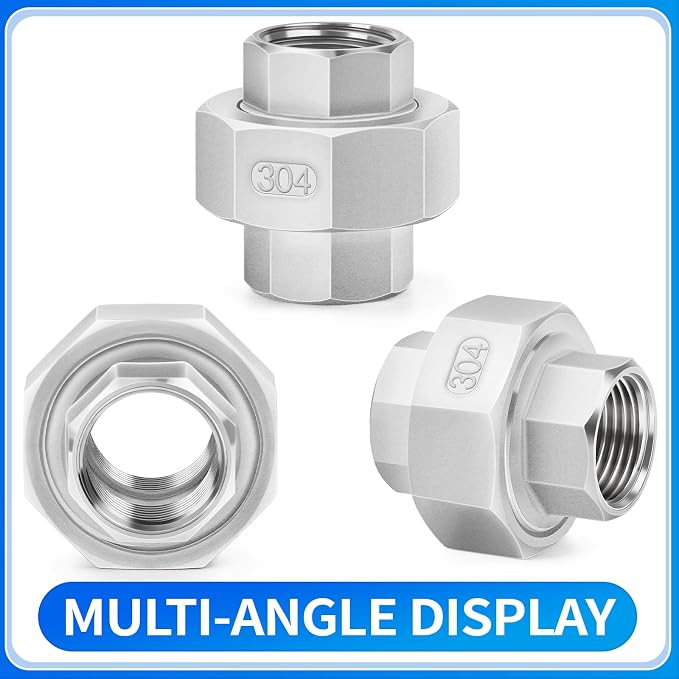 ChillWaves 304 Stainless Steel Cast Pipe Fitting, Union，3/4" NPT Female Thread - Image 3