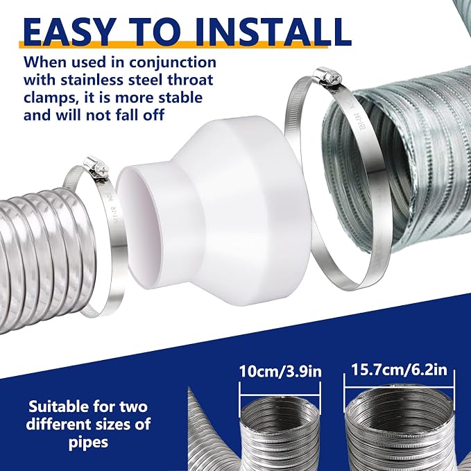 2 Set 6 to 4 inch Duct Reducer Adapter, Air Duct Reducer Increaser - Image 5