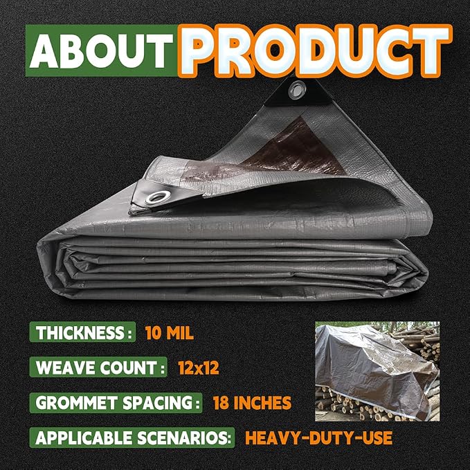 Small Tarps Heavy Duty Waterproof 4x6 Feet, 10Mil Multipurpose Poly Tarp Cover - Image 6