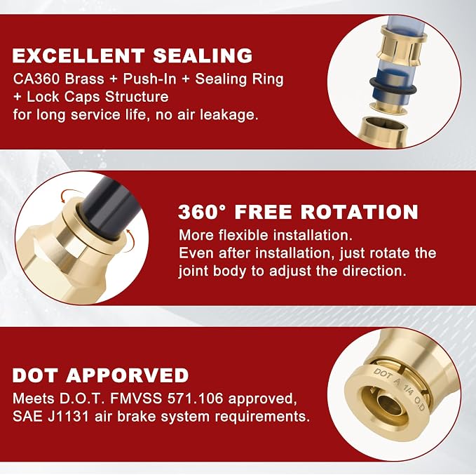 DOT Approved Male Straight Brass Union 1/4" Tube x 3/8" NPT, Quick Connect Union - Image 4