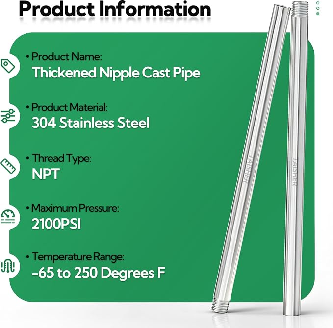 1pcs Thickened Nipple Cast Pipe 1/2" MNPT x 1/2" FNPT - Image 3