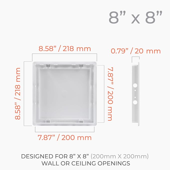 8x8 Inch White Access Panel for Drywall – ABS Plastic Square Wall, Ceiling - Image 2