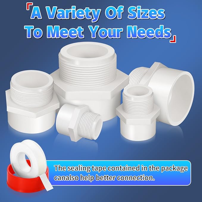5Pcs White PVC Pipe Fittings, 1-1/4inch NPT Male Thread Pipe Fitting Adapter - Image 9