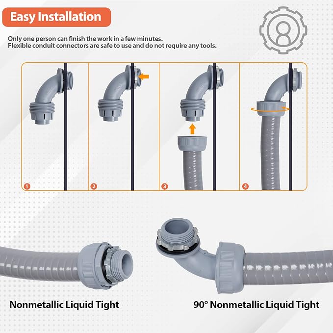 Liquid-Tight Conduit Kit 1/2 50ft w/UL Certification | Flexible Electrical - Image 5
