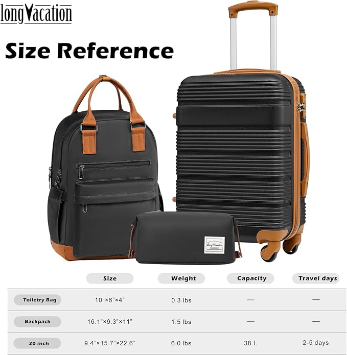 LONG VACATION 3 Piece Carry On Luggage Set - Image 7