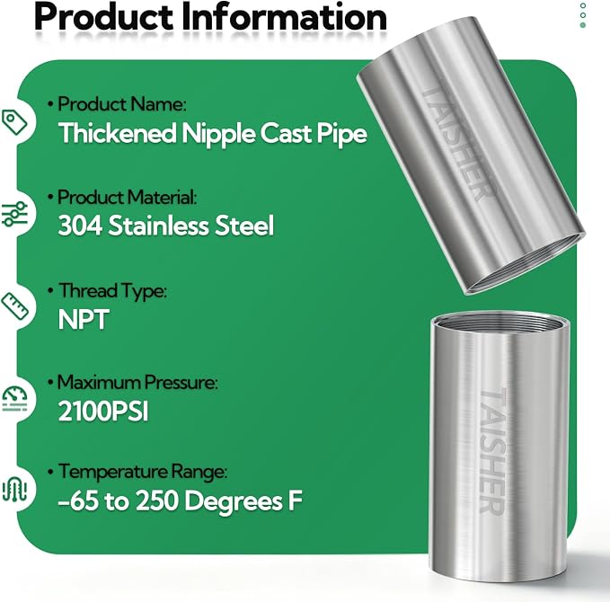 1pcs Thickened Nipple Cast Pipe 1-1/2" NPT Female - Image 3