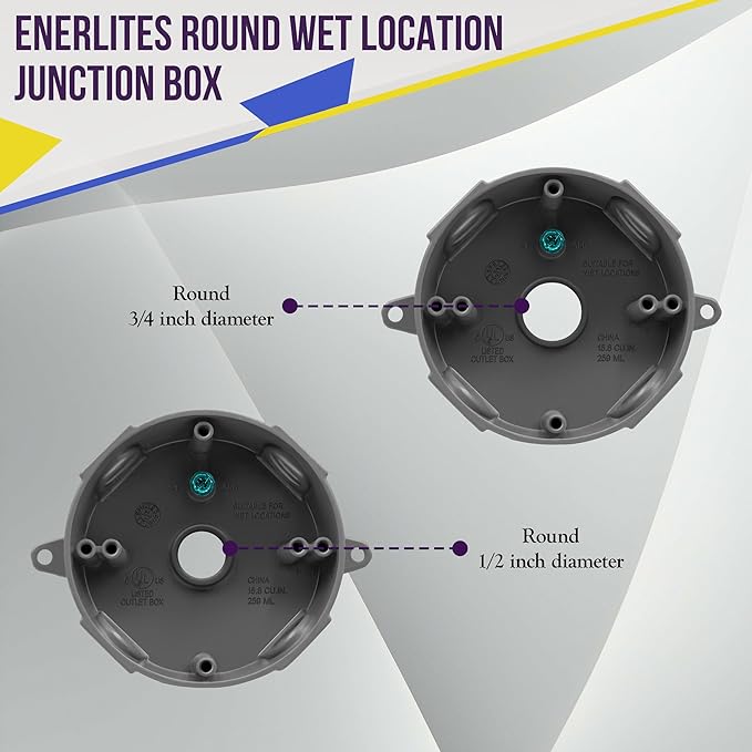 ENERLITES 4” Diameter Round Weatherproof Outlet Box - Image 5