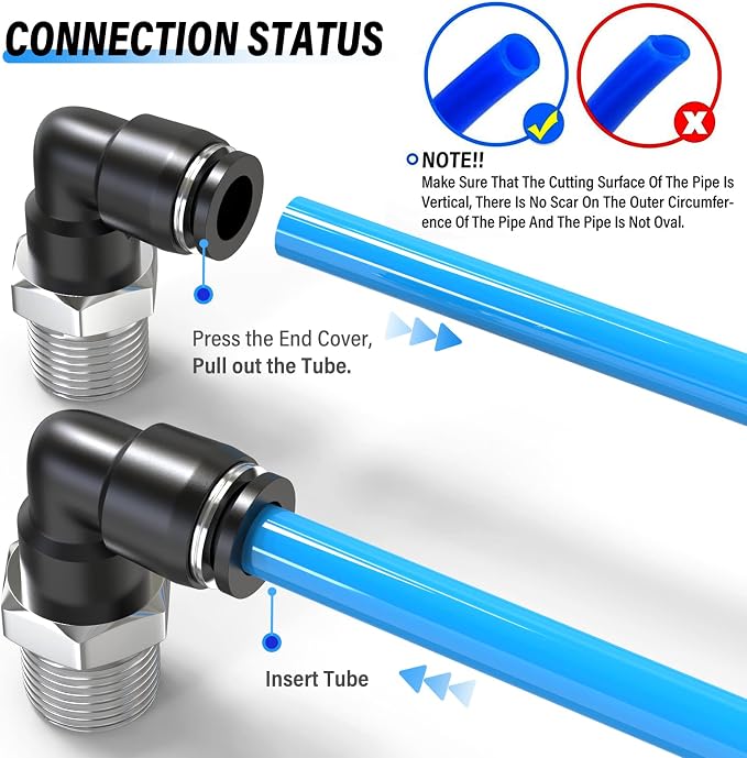 TAILONZ 10mm x 1/2" NPT Push to Connect Elbow Fitting 10pcs | Copper&Plastic - Image 6