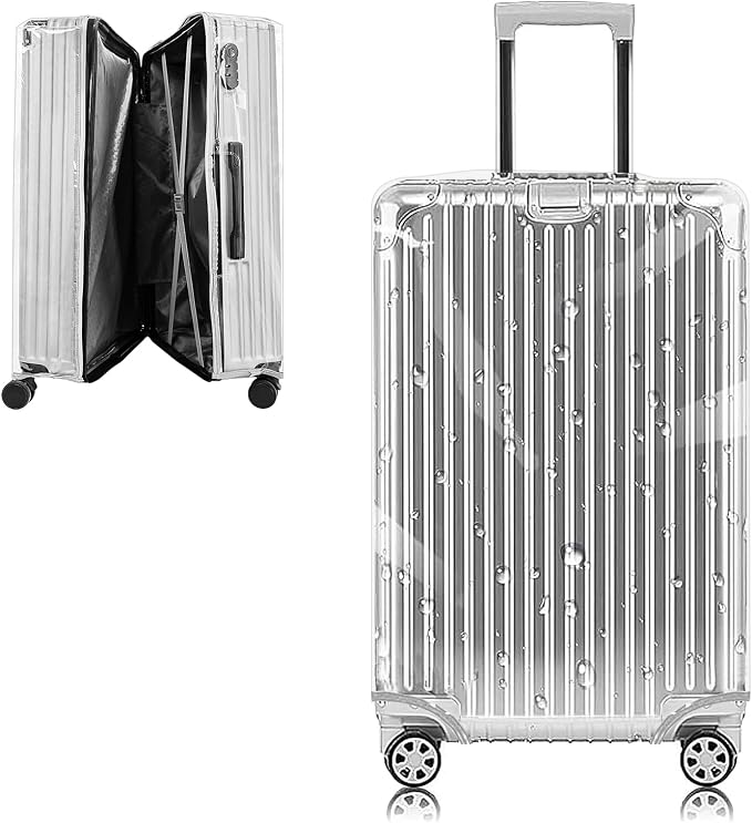 Yotako Upgraded Zippered Clear PVC Suitcase Cover, 20 Inch Luggage Covers by YOTAKO