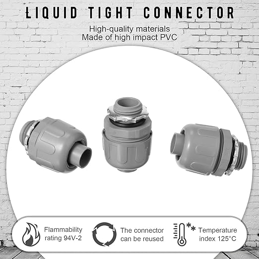 Maitys 150 Pcs 1/2 Inch Liquid Tight Connector Straight 180 Degree | PVC - Image 5