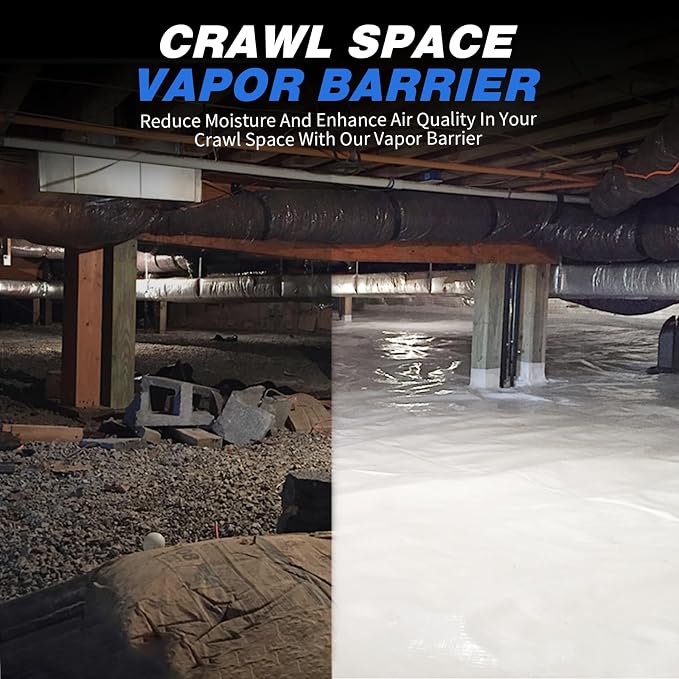 White Plastic Sheeting, 10 Mil 10' x 100', Crawl Space Vapor Barrier, Plastic - Image 6