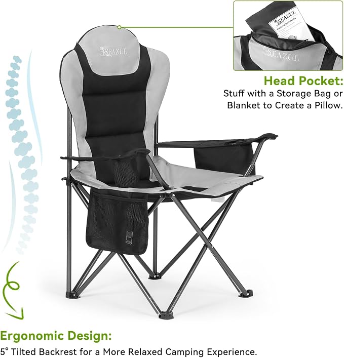 Camping Chairs for Adults, Camping Chairs 2 Pack, Folding Chairs for Outside - Image 6
