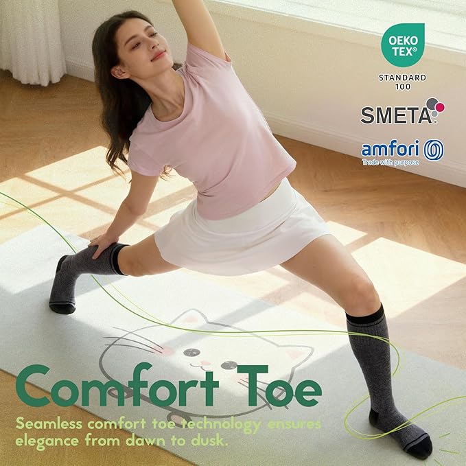 Compression Socks Women & Men, 15-20 mmHg Bamboo Viscose Knee High Soft Support - Image 6