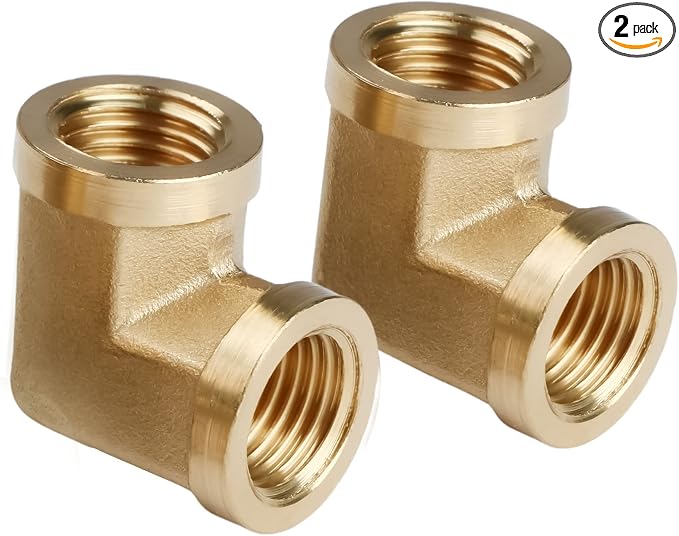 U.S. Solid 2pcs 90 Degree Barstock Street Elbow Brass Pipe Fitting 1/4" NPT by USSolid