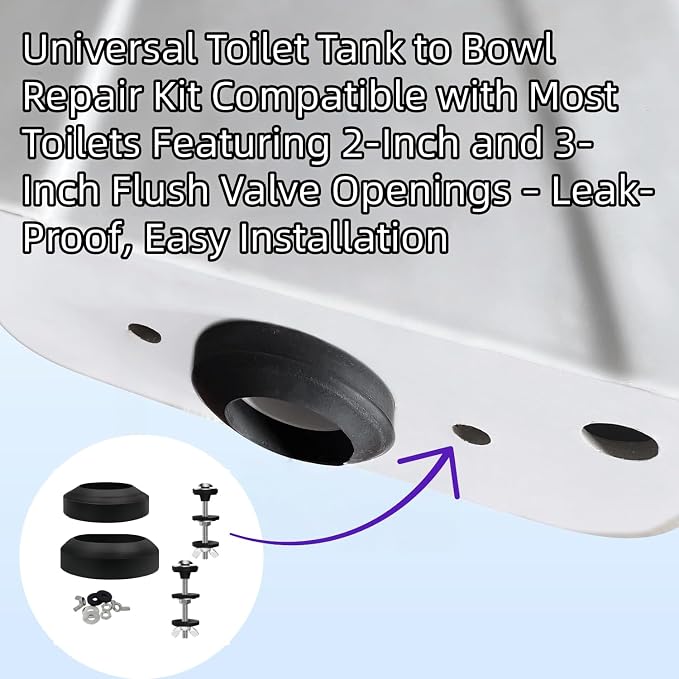 Universal Toilet Tank to Bowl Repair Kit, Fits 2" & 3" Flush Valve Openings - Image 5