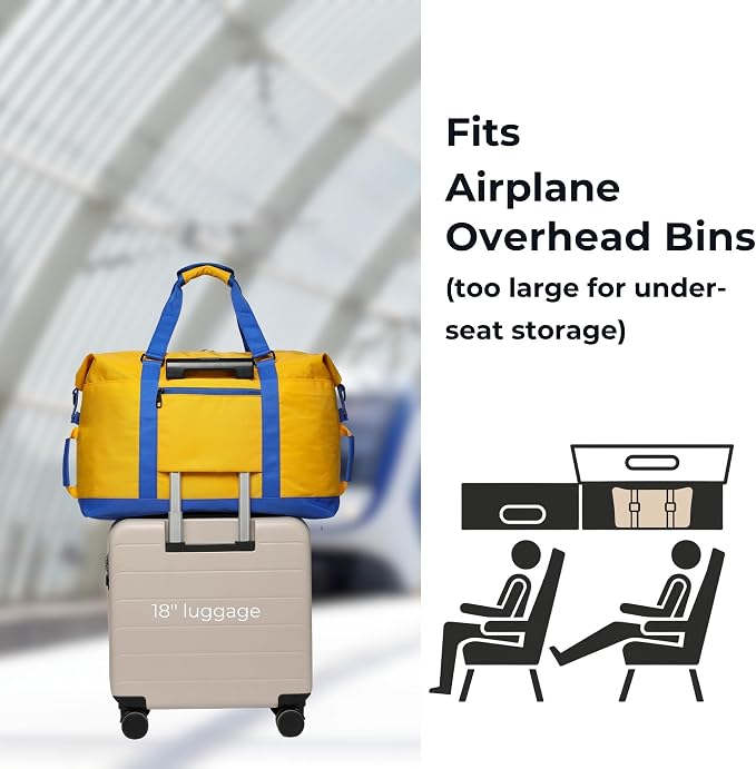 SUNNY BIRD Duffel with Utility Pouch, 40L Weekender Overnight Bag with Shoe - Image 2