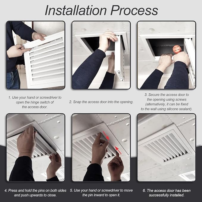White Air Return Grille, Aluminum Access Panel - Image 7