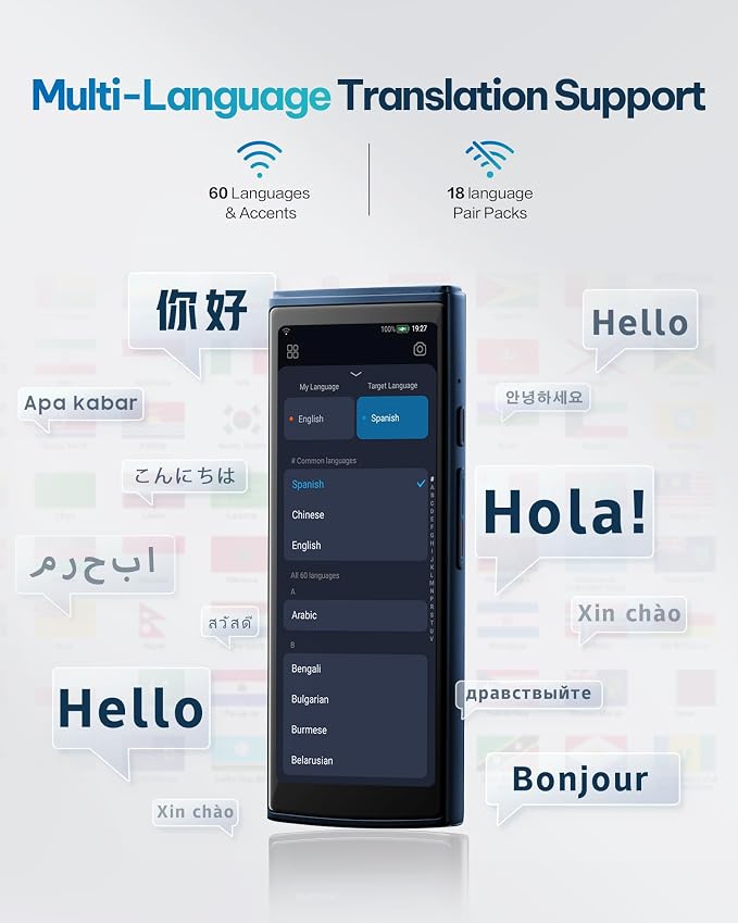 AI Language Translator Device — 60 Languages, Real-Time Split-Screen & Two-Way - Image 6