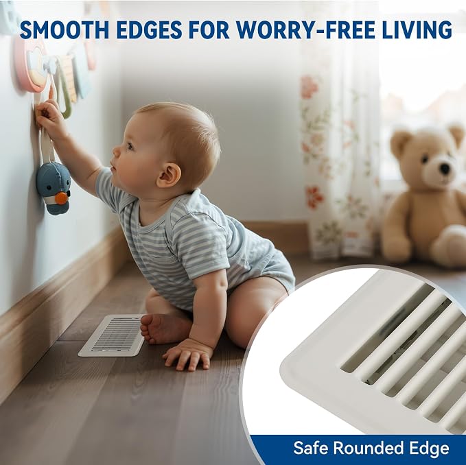 4" x 8" Floor Register Vent Covers 2-Pack, Cream White - Image 4