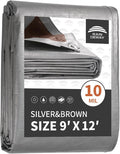 Tarps Heavy Duty Waterproof 9x12 Feet, 10Mil Multipurpose Poly Tarp Cover by RAINDEWAY