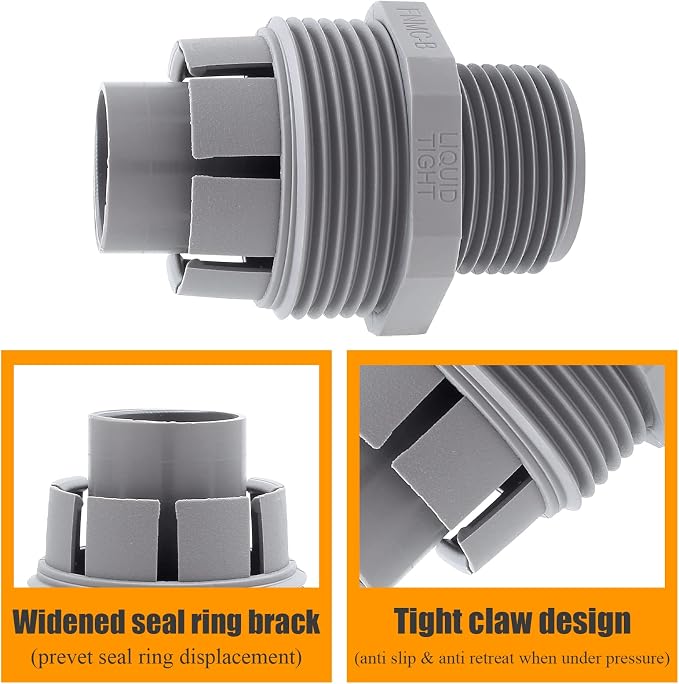 2pcs 1/2 Inch NPT Liquid Tight Connector | 180-Degree, Electrical Conduit - Image 4