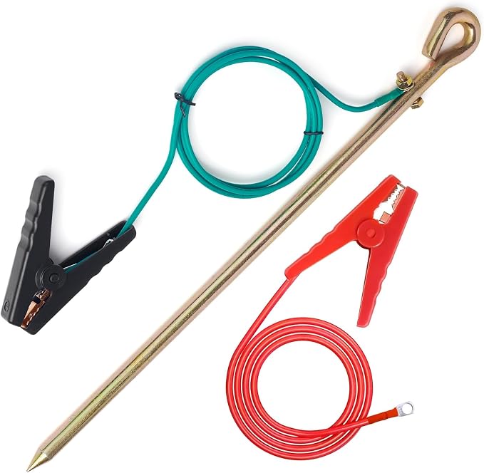 Portable Ground Rod with 4ft 12AWG UL Listed Grounding Wire with Crocodile Clip by CYANTEKOMS