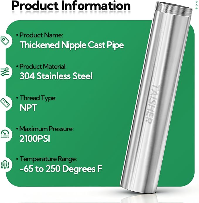 1pcs Thickened Nipple Cast Pipe 1-1/2" MNPT x 1-1/2" FNPT - Image 3