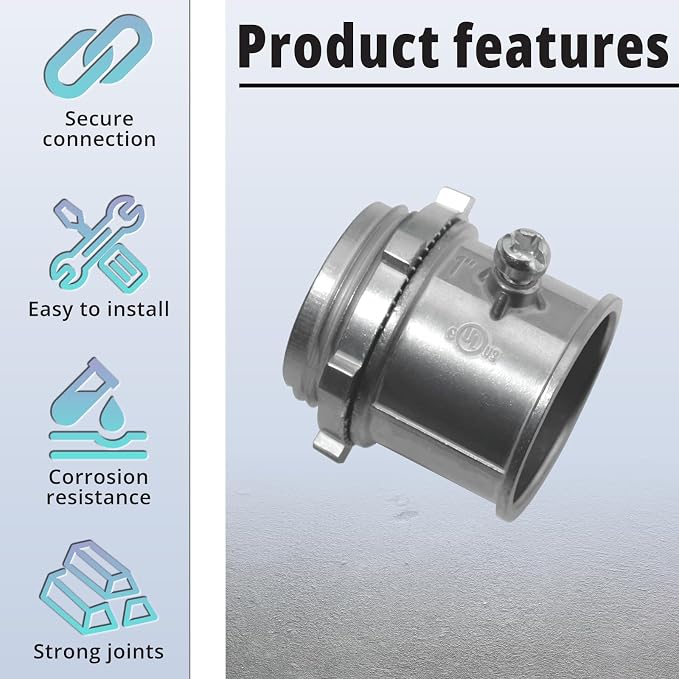 1 in. EMT Set Screw Connector, UL Listed, Zinc Die-Cast, 25 Pack | UL Listed - Image 3
