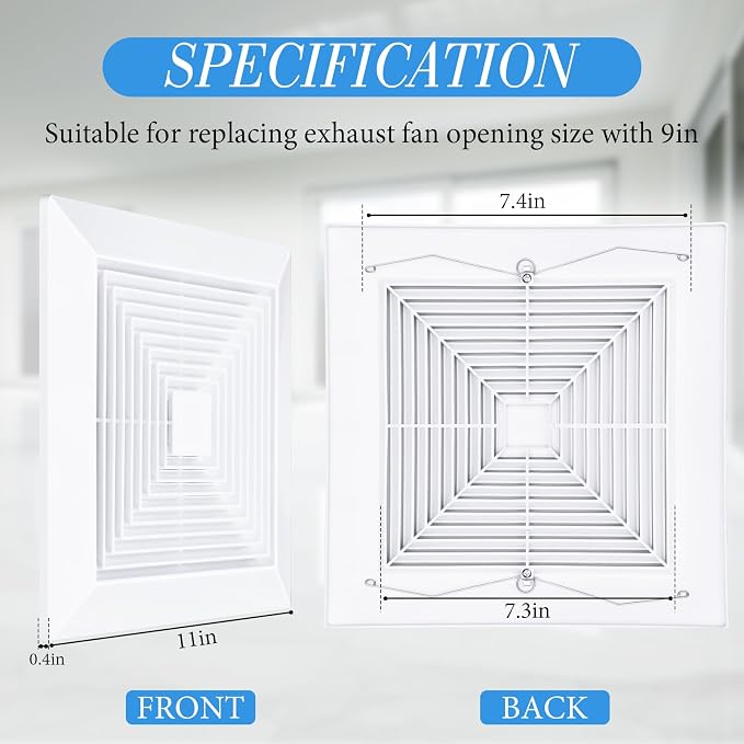 Baquler 2 Pcs 11 x 11'' Exhaust Bathroom Fan Cover - Image 3