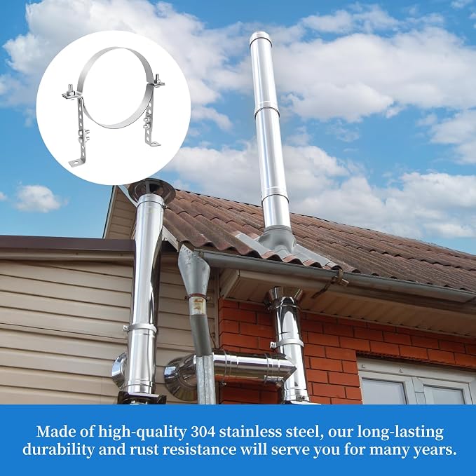 8 inch Adjustable Vent Wall Strap, Heavy Duty Stainless Steel Chimney - Image 5