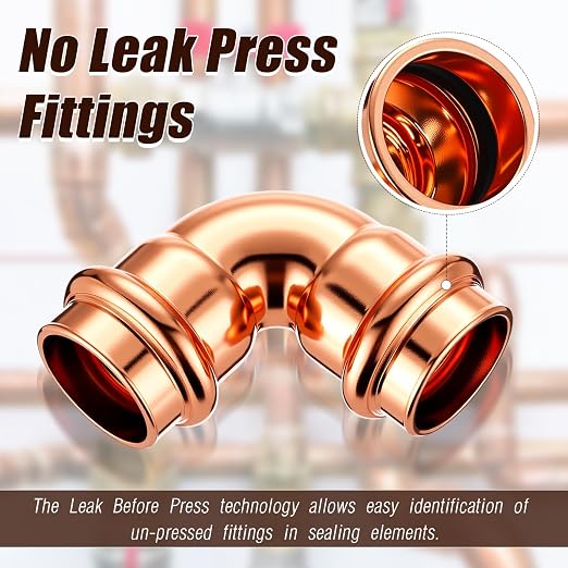 Therwen 15 Pcs 3/4 Inch Copper Pipe Press Fittings, 90 Degree Elbow Coupling - Image 3