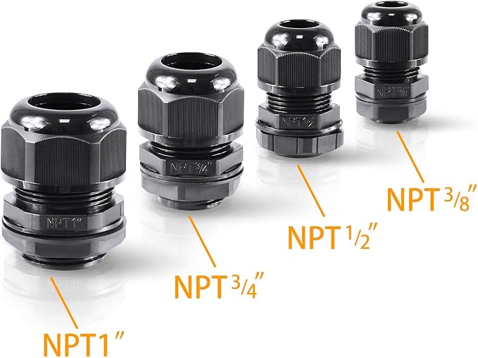 XHF 10 Pcs 3/8" IP68 Strain Relief Nylon Cord Grip Waterproof NPT Cable Glands - Image 6