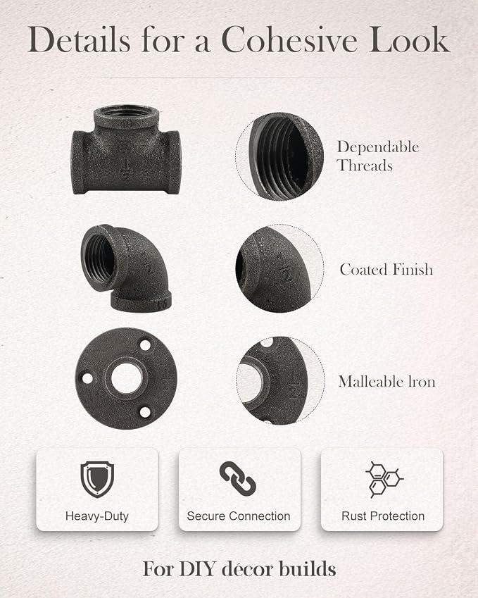 30 Pack 1/2 Inch Cast Iron Pipe Fittings - Image 5
