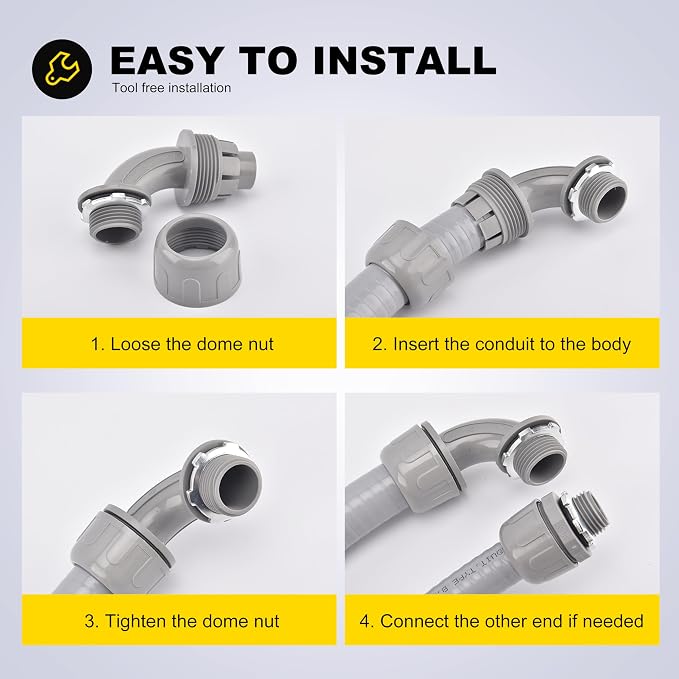 30 PCS 1/2" Liquid Tight Connector NPT Non-Metallic - Image 5