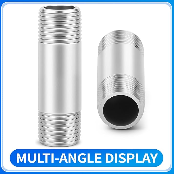 ChillWaves 304 Stainless Steel Pipe Fitting, Nipple Cast Pipe 2" NPT Male x 2" - Image 3