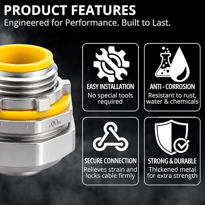 2 Pcs Liquid Tight Connector Straight Insulated Zinc Die Cast Metal Electrical - Image 3