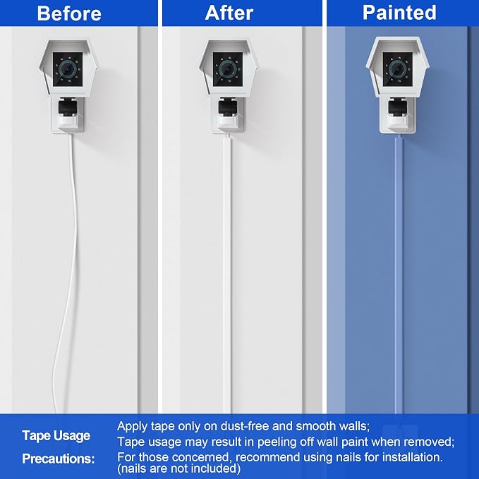 ZhiYo 68" Cord Hider for 1 Cable, Small White Wire Covers, 0.6" W x 0.4" H | - Image 5