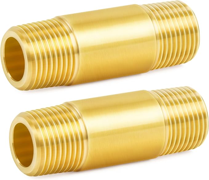 ChillWaves Brass Pipe Fitting, Long Nipple Pipe 1/4" NPT Male x 1/4" NPT Male by VisittheCHILLWAVES