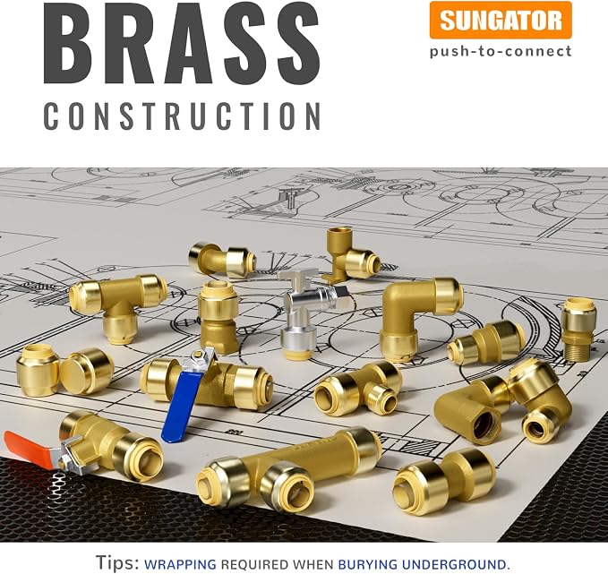 6-Pack Straight Coupling, 3/4 Inch Push PEX Fittings, Brass | Push to Connect - Image 6