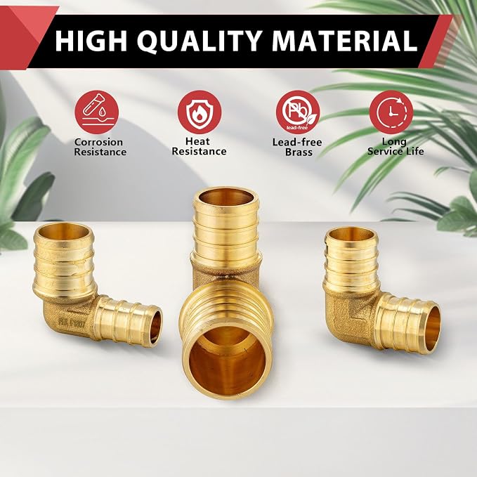 25-Pack EFIELD Pex Crimp Brass Fittings 3/4" X 1/2" Reducing Elbow | ASTM - Image 4
