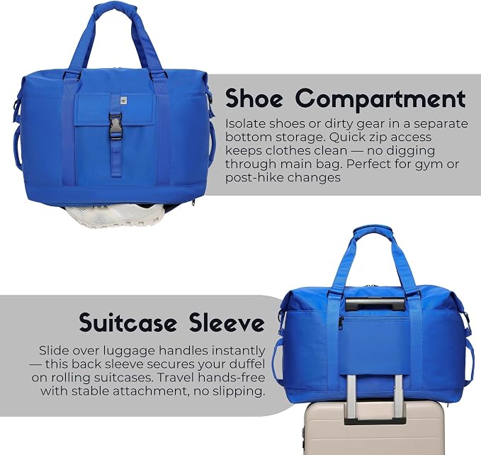 SUNNY BIRD Duffel with Utility Pouch, 40L Weekender Overnight Bag with Shoe - Image 6